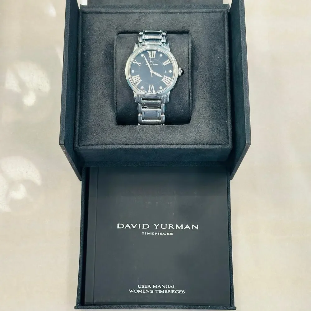 David Yurman Classic Watch Stainless Steel Black Mother of Pearl Dial 38mm